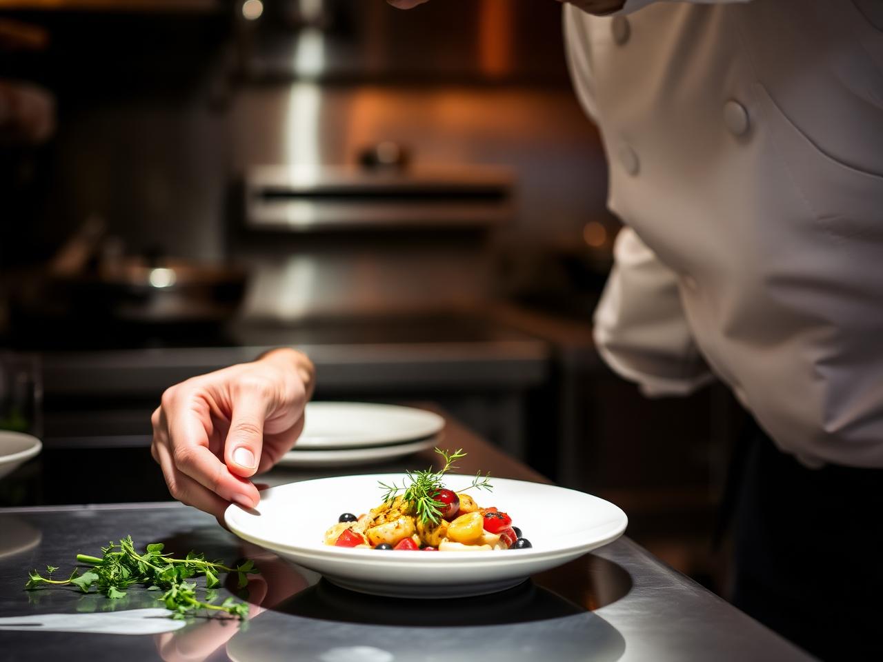 Chef plating a dish